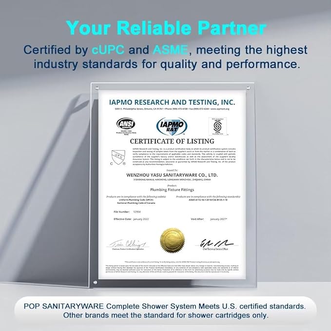 POP SANITARYWARE Shower System Brushed Nickel Bathroom Rainfall Shower Faucet Set Complete Wall Mounted 8 Inch Shower Head and Handle Set with Rough-in Valve Body and Trim Kit