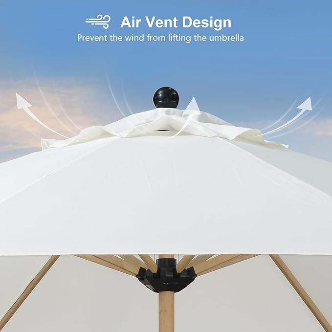 PURPLE LEAF 11 Feet Patio Umbrella Outdoor Table Umbrella Round Aluminum Market Umbrella with 8 Sturdy Ribs & Crank Commercial Outdoor Umbrellas for Garden Deck Patio, Cream