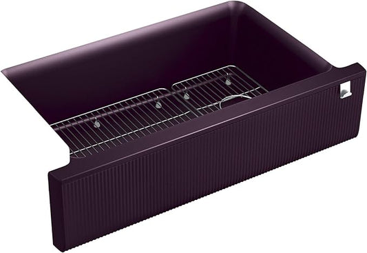 KOHLER K-25788-CM8 Cairn Sink, 36 in, Matte Black Plum