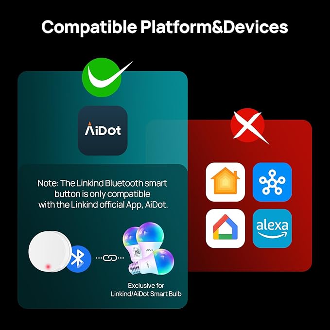 Linkind Matter Smart Light Bulb, WiFi Smart Bulbs with Remote, Smart Bulb Work with Apple Home, Alexa, Google Home, SmartThings, RGBTW Color Changing Bulbs Music Sync, 2.4Ghz A19 E26 60W 800LM 4 Pack