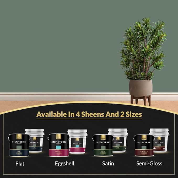 EVOLVE Signature Paint & Primer: Luxury Paint & Primer for Indoor & Outdoor Surfaces, Minimal Odor, Eggshell Sheen (Cadet Green, 5 Gallon)