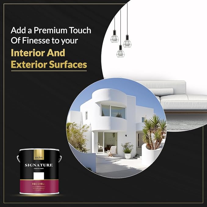 EVOLVE Signature Paint & Primer: Luxury Paint & Primer for Indoor & Outdoor Surfaces, Minimal Odor, Eggshell Sheen (Cloud White, 1 Gallon)