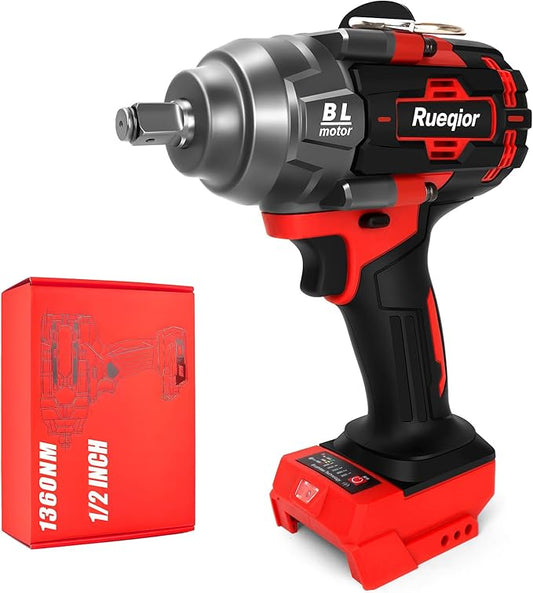Cordless Impact Wrench 1/2" for Milwaukee 18V Battery, Impact Wrench 1000FT-LBS(1360N.m) High Torque Brushless Electric Impact, with 4 Modes Power Impact Driver for Car, Truck, Mower (No Battery)