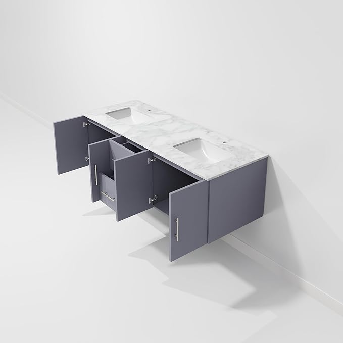 Sonoma 60 in. W x 22 in. D Dark Grey Double Bath Vanity and Carrara Marble Top