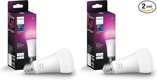 Philips Hue Smart 100W A21 LED Bulb - White Ambiance Warm-to-Cool White Light - 2 Pack - 1600LM - E26 - Indoor - Control with Hue App - Compatible with Alexa, Google Assistant and Apple Homekit