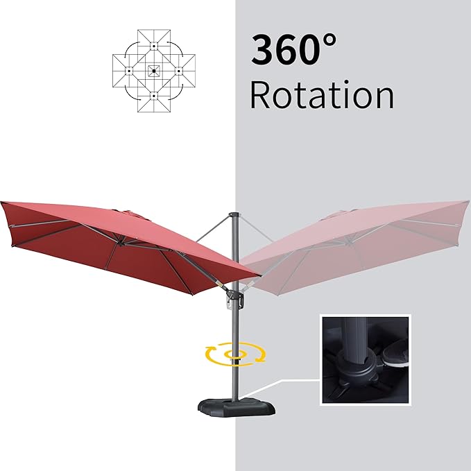 PURPLE LEAF 9' X 11.5' Patio Umbrella Outdoor Cantilever Rectangle Umbrella Aluminum Offset Umbrella with 360-degree Rotation for Garden Deck Pool Patio Terra