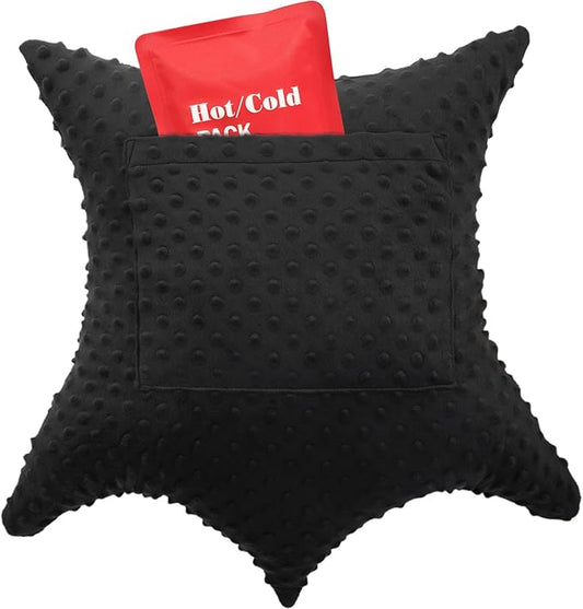 Heart Surgery Pillow Shock Absorbing for Open Heart Surgery After Bypass Coughing with 2 Pockets - Recovery Gifts with Hands Placement Pouch, Minky Dot Black