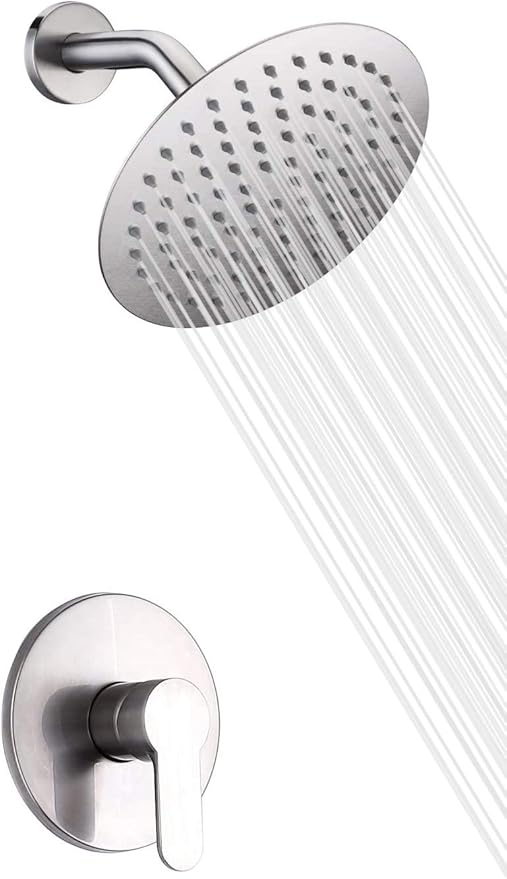 sumerain Shower Faucet Brushed Nickel,Single Handle Solid Brass Rough-in Valve with Shower Arm and Showerhead