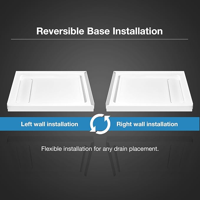 OVE Decors 32-in W x 36-in D Shower Base Pan Rectangle, Hidden Side Drain, White Acrylic, Reversible Design