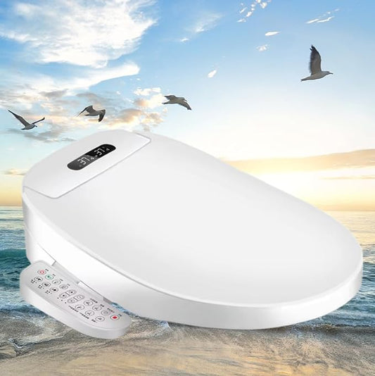 Electric Bidet Toilet Seat, Filtered & Unlimited Warm Water, 8 Modes Spa Wash, Warm Air Dryer, Heated Seat, Self-Clean Stainless Steel Nozzle, HD Night Light. 10-year warranty. (TB-26EV, Round))