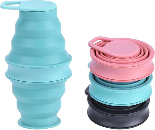 Tokhan Collapsible Silicone Water Bottle with Leak-Proof Valve - Reusable, BPA-Free, 17.6 oz/500 ml Capacity, Durable and Innovative Design - Perfect for Travel and Outdoor Activities (Drak Blue)