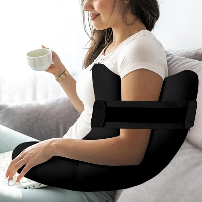 HARBOREST Shoulder Surgery Pillow with Straps & Pocket - Shoulder Pillow for Shoulder Pain, Rotator Cuff Pillow for Sleeping or Sitting, Shoulder Relief Pillow (Black)