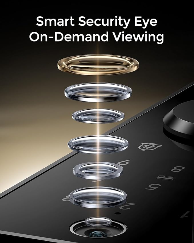 WiFi Video Smart Lock with Camera & Handle - 6-in-1 Keyless Entry (Fingerprint/App/Keypad/FOB/Key), Electric Deadbolt Door Knob for Front, Built-in WiFi, 2-Way Audio, Auto-Lock, Waterproof - Black