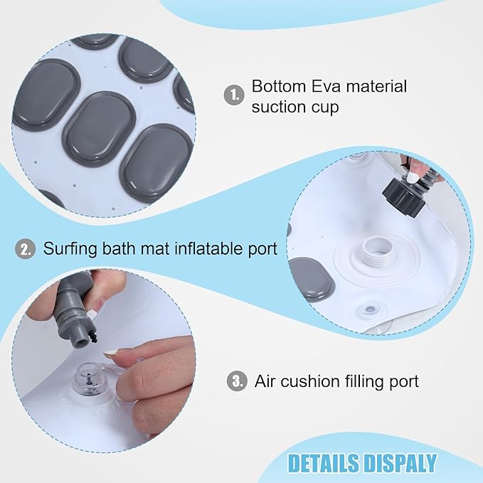 Bubble Bath Massager Mat for Bathtub | Full Body Massage Mat | Electric Air Pump & Adjustable Bubble Settings | Remote & Pillow Fit Most Bathtubs