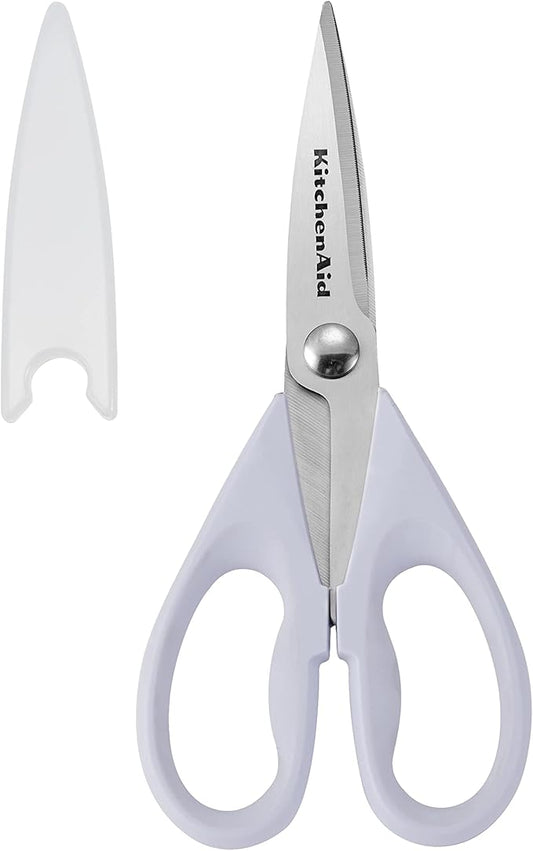 KitchenAid All Purpose Kitchen Shears with Protective Sheath for Everyday use, Dishwasher Safe Stainless Steel Scissors with Comfort Grip, 8.72-Inch, Lavendar Cream