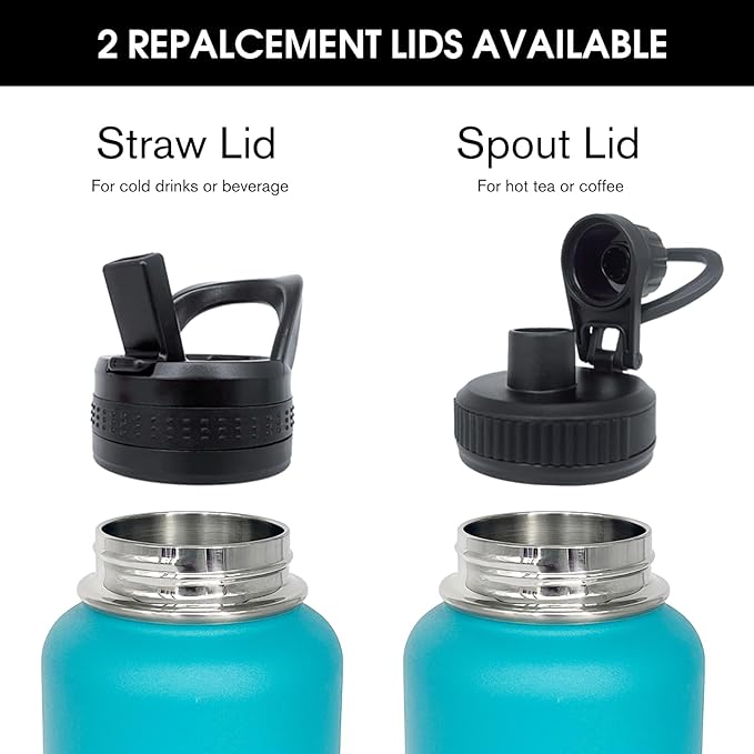 4pack 40 oz Insulated Water Bottle With Straw, Stainless Steel Sports Water Cup Flask with 2 Lids, Wide Mouth Travel Thermal Mug,Blue gradient