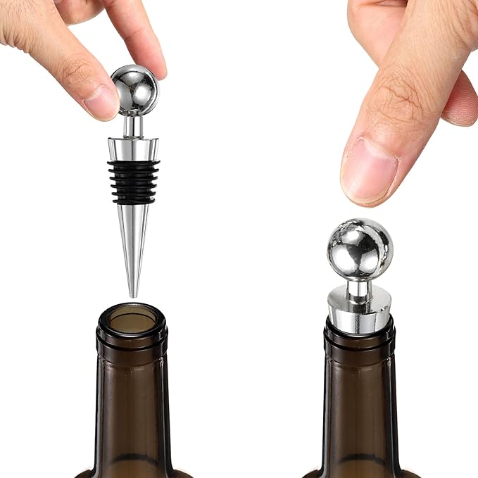 uxcell 3 Pcs Wine Bottle Corks, Vacuum Wine Bottle Stopper, Wine Stopper with Rubber Reusable Wine Corks, Suitable for Standard Bottle, Silver