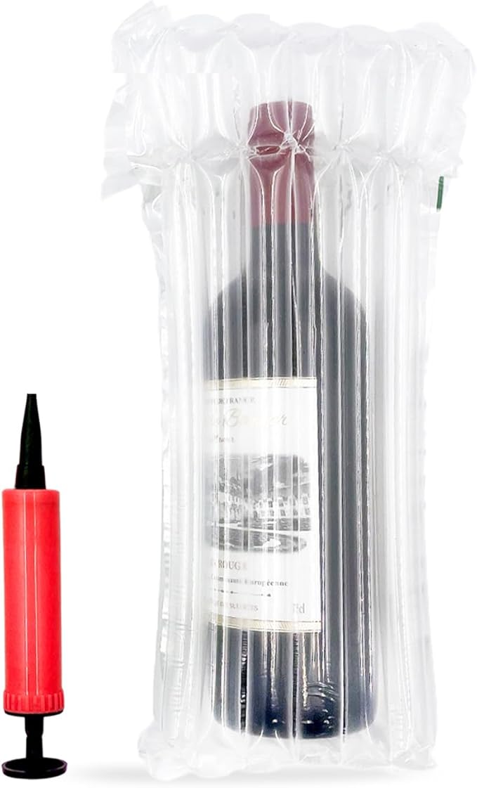 Wine bags for travel,Travel Bags For Wine Bottles Airplane, Wine Travel Bag, Wine Glass Storage Containers,Wine gift bag,Air Filled Packaging Sleeves with Reusable Pump(12 Packs)