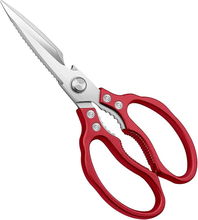 Kitchen Scissors, Heavy Duty Sharp Kitchen Shears Dishwasher Safe, Kitchen Accessories Cooking Shears for Kitchen Meat Chicken Fish Poultry Herb Bread (red)