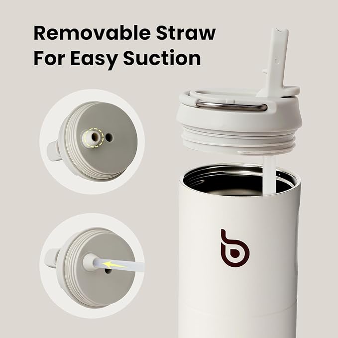 BOTTLE BOTTLE Insulated Water Bottle 24oz with Straw Lid and Handle for Sports Travel Gym Stainless Steel Water Bottles Double-Wall Vacuum Metal Thermos Bottles Leak Proof BPA-Free