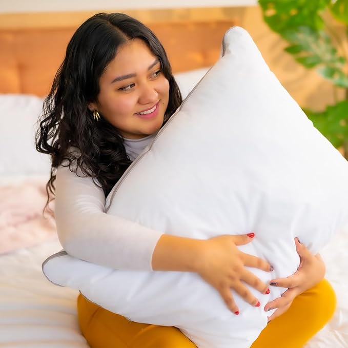 Set of 2 Bed Pillows for Sleeping Queen Size | Comfortable and Supportive | Premium Soft Down Alternative Microfiber Filled | Back and Side Sleeper Pillow