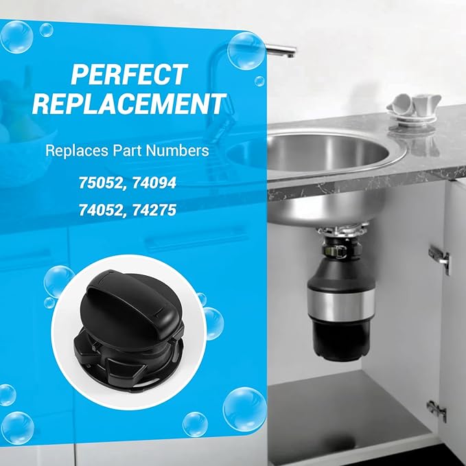Garbage Disposal Stopper, 75257 Garbage Disposal Magnetic Stopper for ISE Cover Control Disposer, Garbage Disposal Cap Compatible with 75052/74052/74094/74275, ABS Black Kitchen Aid Disposal Stopper