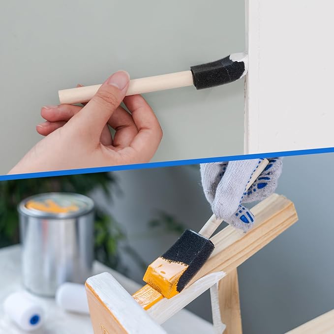 Mister Rui Paint Roller Kit, 25 Pack, 2 Inch Foam Paint Roller, Small Paint Rollers, Paint Roller Tray Liners, Sponge Brush with Plastic Sheeting, Mini Rollers for Painting Furniture