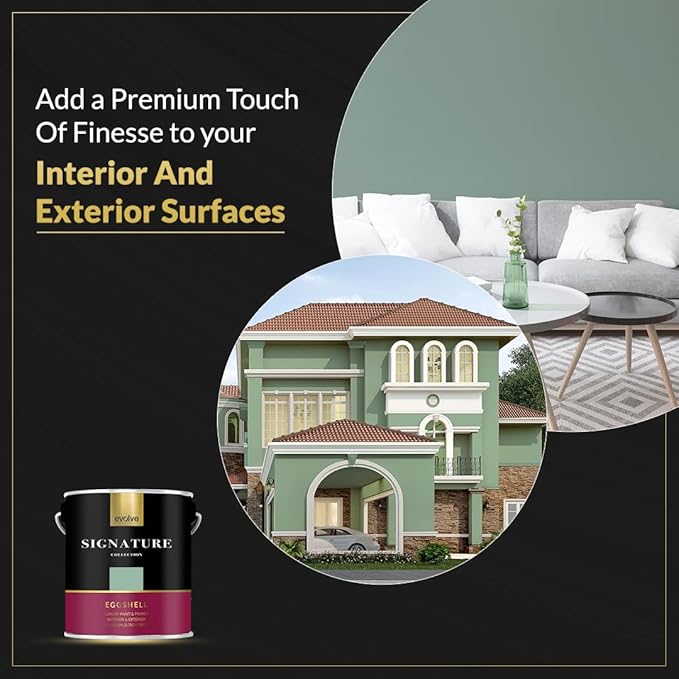 EVOLVE Signature Paint & Primer: Luxury Paint & Primer for Indoor & Outdoor Surfaces, Minimal Odor, Eggshell Sheen (Pistachio Green, 1 Gallon)