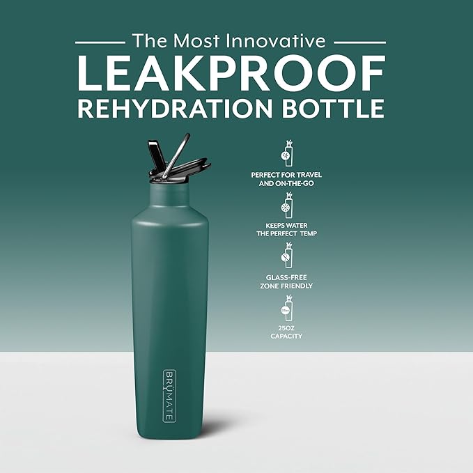 BrüMate ReHydration - 100% Leakproof 25oz Insulated Water Bottle with Straw - Stainless Steel Water Canteen (Hunter)