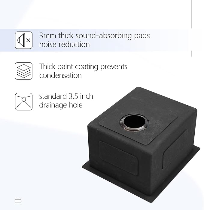 Lordear Black Undermount Bar Sink 13 x15 x 9 Inch Bar Prep Sinks Gunmetal Black Stainless Steel Handmade Kitchen Sink Basin