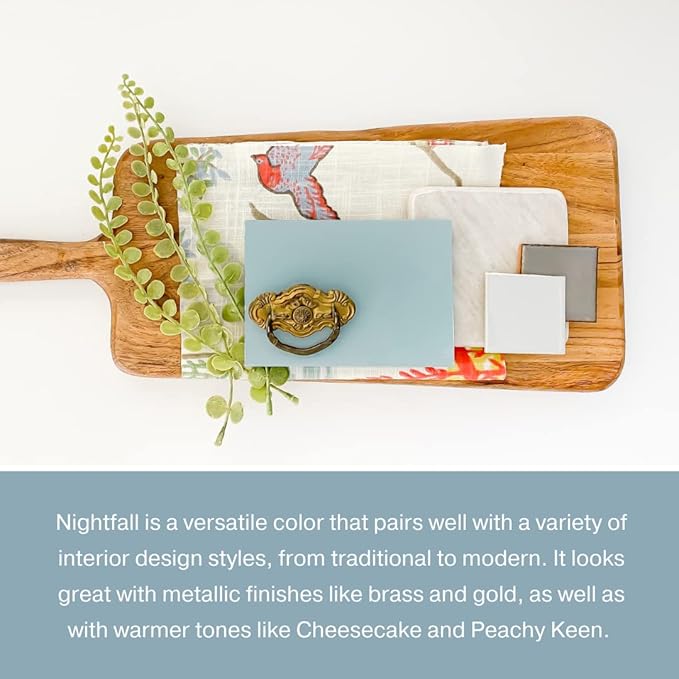 Country Chic All-in-One Chalk Paint for Furniture, Cabinets, Home Decor, Eco-Friendly, Matte Finish, Built-In Primer & Top Coat for Wood, Metal - Nightfall (Blue) - Quart 32 oz (950 ml)