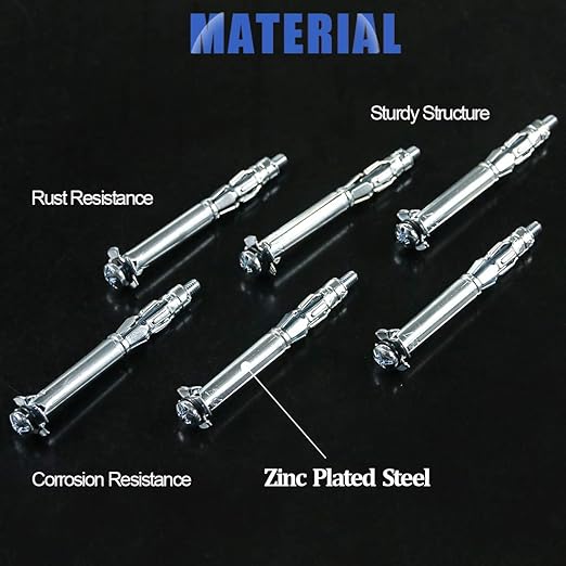 Glarks 30Pcs 4x60MM Heavy Duty Zinc Plated Steel Molly Bolt Hollow Drive Wall Anchor Screws Set for Drywall, Plaster and Tile (M4x60)