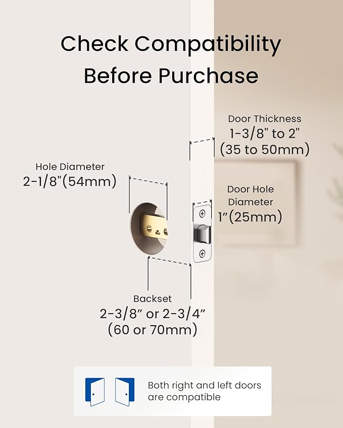 DESLOC B200L Fingerprint Smart Lock with Handle, Keyless Entry Door Locks, App Control, Touchscreen Keypad, 100 PIN Codes, Auto-Lock, 12-Month Battery, Emergency Power Port, IP54 Silver