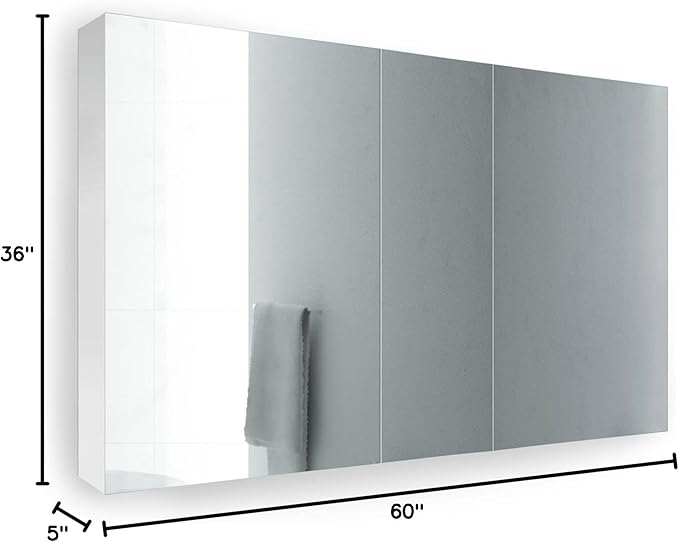 Krugg Medicine Cabinet | Recess or Surface Mount | Blum Hinge 170 Degree Soft Close| (60"x36")
