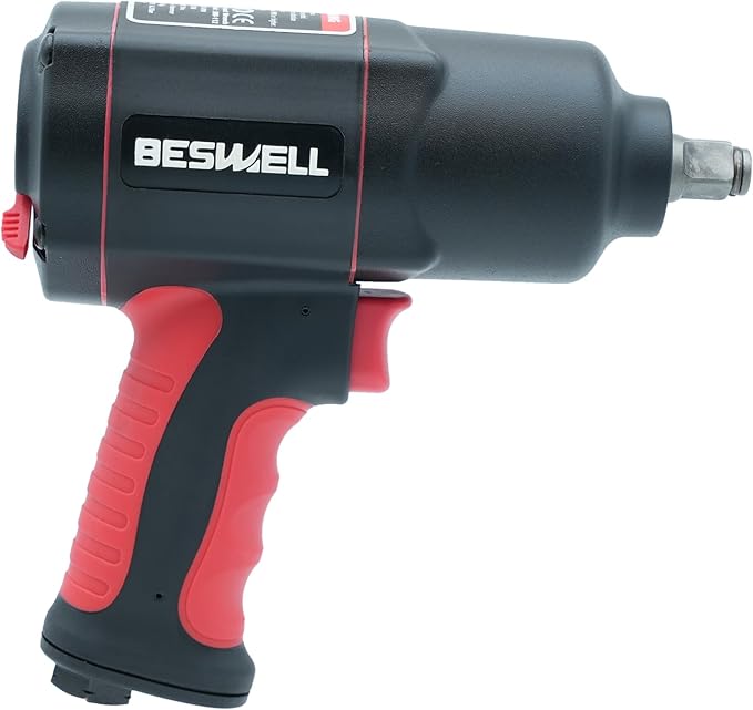 BESWELL® 1/2" High Torque Air Impact Wrench with Up to Real 1180 Foot-Pounds Max Loosen Torque Output-BW-112BN