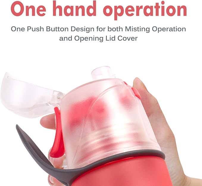 Misting Water Bottle, Spray Mist Sports Bottle for Outdoor Sport Hydration and Cooling Down, BPA-Free Misting Water Bottle with Unique Mist Lock Design (Pink-20oz)