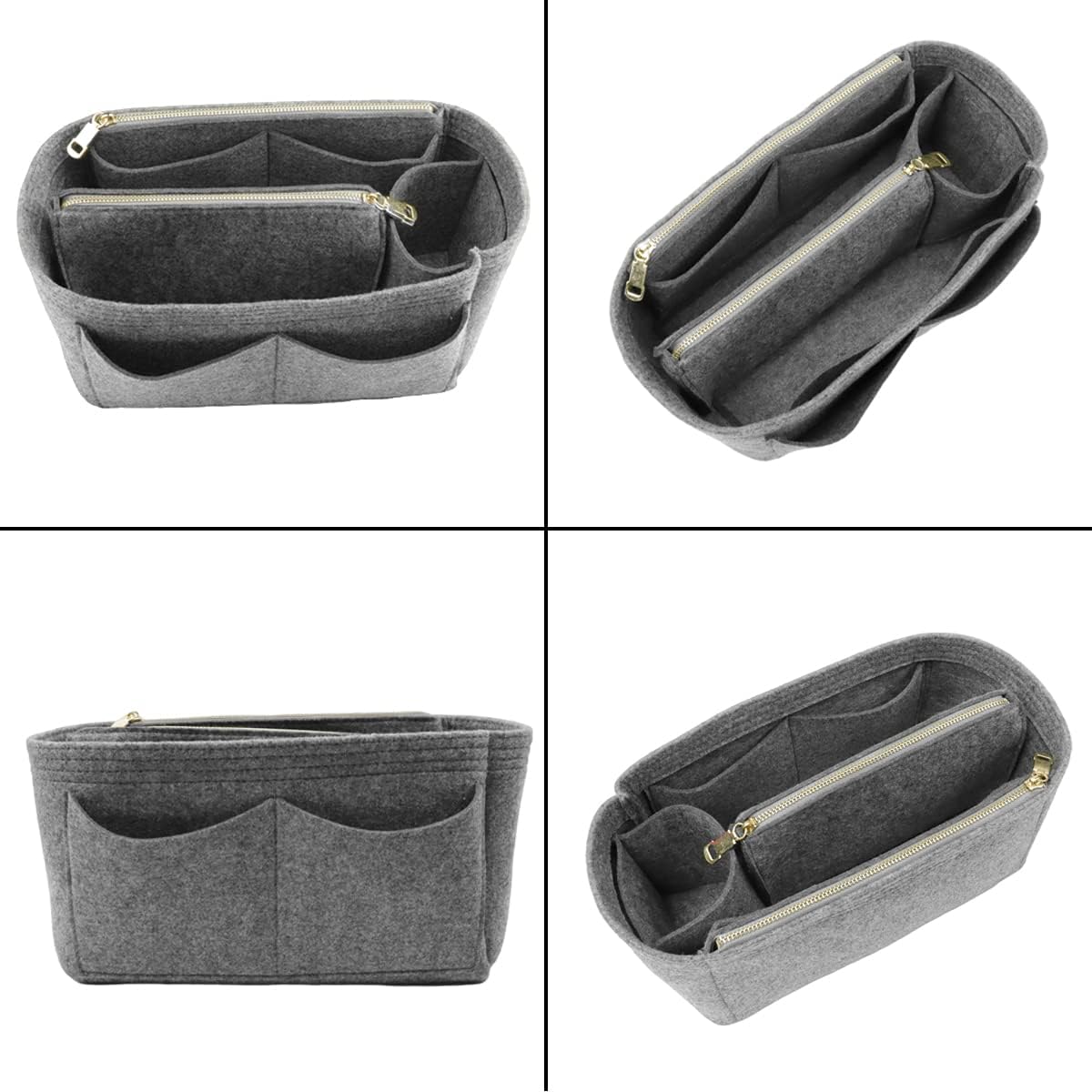 LEXSION Felt Purse Bag Organizer Insert with zipper Bag Tote Shaper Fit Speedy Neverful PM MM