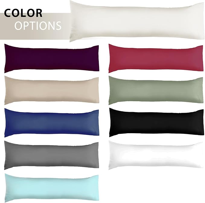 Soft Body Pillow Covers Pillowcases 60 x 21 Inch, WINKAURA Long Pillow Cover for Bed Fits 54x20 Pillow, Envelope Closure, Stylish Wrinkle and Stain Resistant,Cream Color