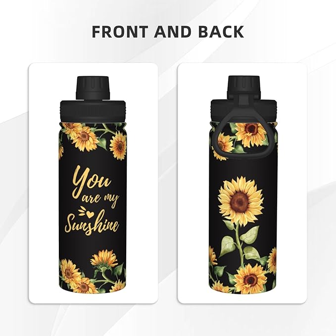 Cerburny Insulated Water Bottle You Are My Sunshine 18 oz Stainless Steel Bottles With Lid Leak Proof Gym Sport Water Jug For Women Friends
