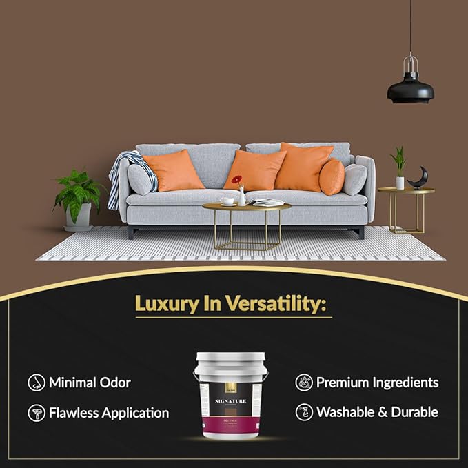 EVOLVE Signature Paint & Primer: Luxury Paint & Primer for Indoor & Outdoor Surfaces, Minimal Odor, Eggshell Sheen (Truffle Brown, 5 Gallon)