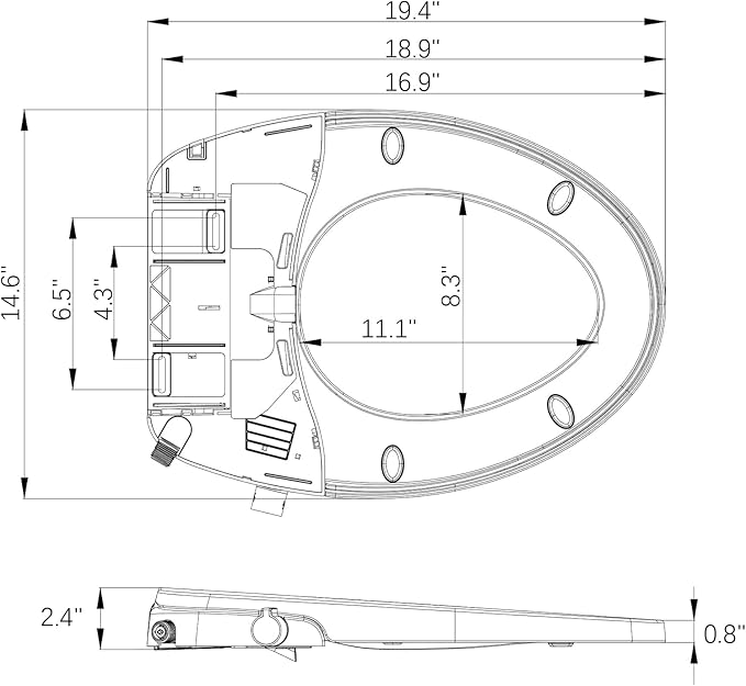 Bidet Toilet Seat for Elongated Toilet, Dual Nozzle Self-Cleaning PP Bidet Attachment, Non-Electric Feminine Hygiene Toilet Seat Cover for Women, Easy Install, White, 19 Inch