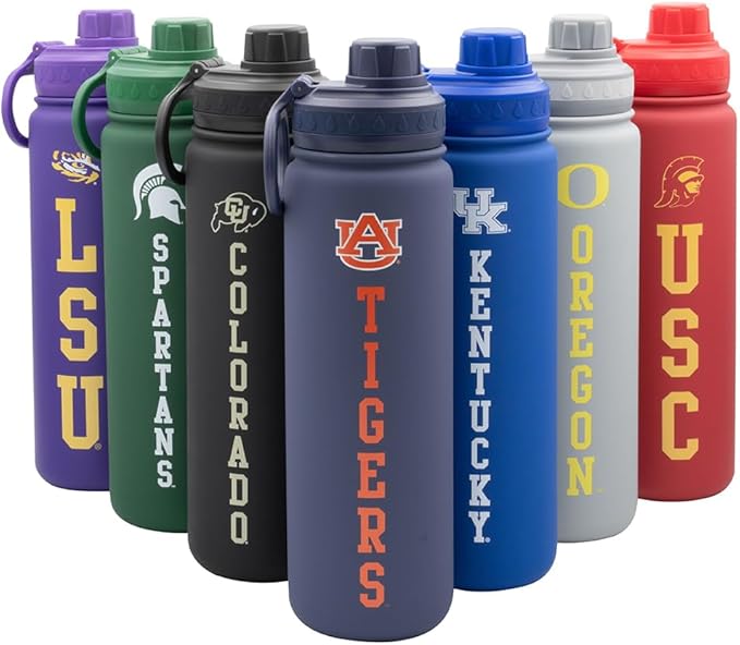 Auburn Tigers Water Bottle - Navy Blue Double Walled Stainless Steel 24 oz Keeps Drinks Cold or Hot