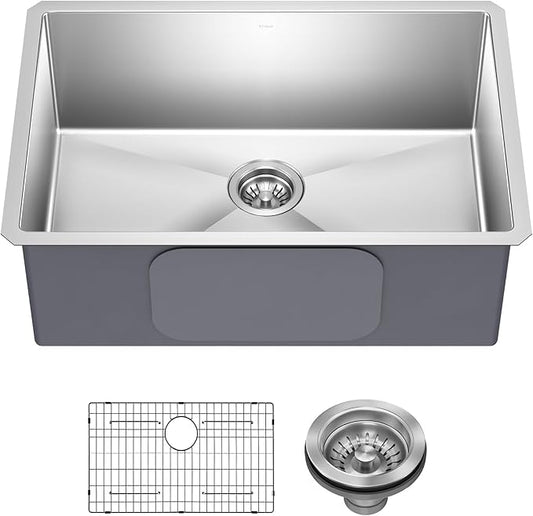 KRAUS Standart PRO 28-inch 16 Gauge Undermount Single Bowl Stainless Steel Kitchen Sink, KHU100-28