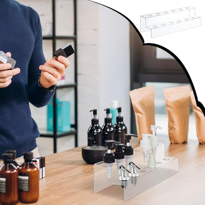 NBEADS 12-Slot 2 Tier Wine Bottle Stopper Display, Clear Acrylic Wine Stopper Holder 30.4x10x8.2cm/11.96x3.9x3.2inch Wine Stopper Display Stand Rack for Countertop, Inner Diameter: 0.75inch