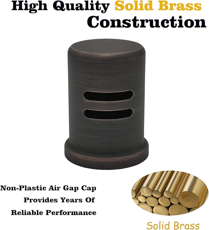 ORB Dishwasher Air Gap Cover only, Skirted, Replacement air gap dishwasher,Solid Brass, Oil Rubbed Bronze Finish