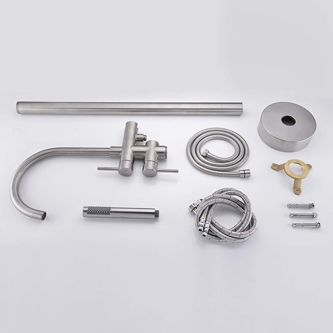 Freestanding Tub Filler Bathtub Faucet Brushed Nickel Floor Mounted Faucets with Handheld Shower