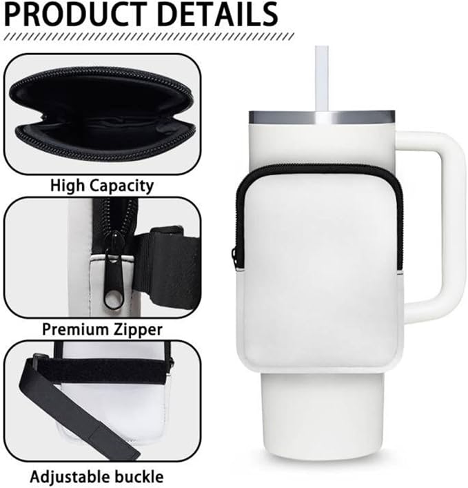 Butterfly Gym Cup Pouch Water Bottle Pouch Bag for Stanley Quencher Adventure, 30oz 40oz Tumbler IceFlow Storage Pocket with Strap