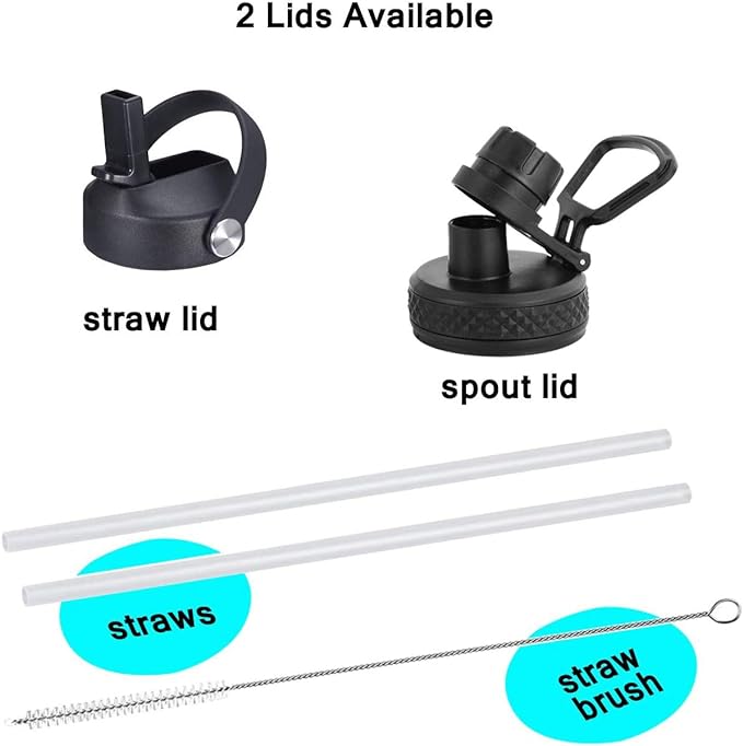 SENDESTAR Water Bottle 32oz,2 Lids(Straw lid),Wide Mouth Stainless Steel Vacuum Insulated Double Wall Keep Liquids Cold or Hot All Day,Sweat Proof Sport Design,Fit Car Cup Holder(White&Pink)