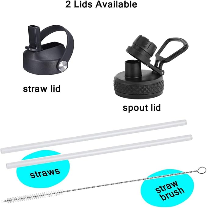 SENDESTAR Water Bottle 32oz,2 Lids(Straw lid),Wide Mouth Stainless Steel Vacuum Insulated Double Wall Keep Liquids Cold or Hot All Day,Sweat Proof Sport Design,Fit Car Cup Holder(Peach)