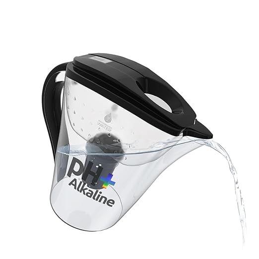 pH Restore Alkaline Water Pitcher - Long Lasting Water Filter Pitcher with Multi-Stage Filtration System - Water Jug for High pH, Pure Drinking Water - 3.5 L / 118 Oz - Black